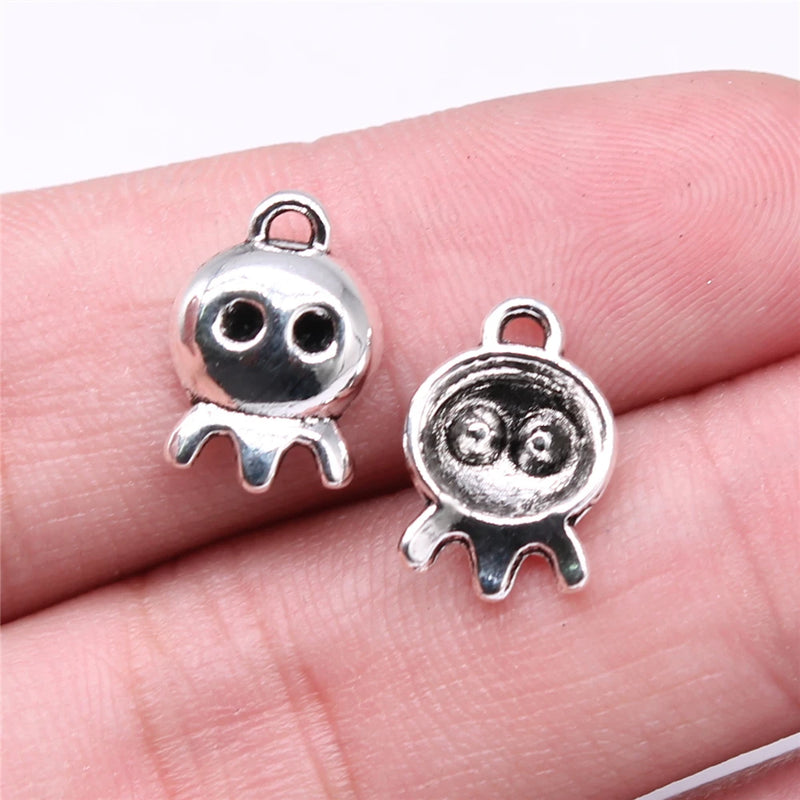 300pcs Ghost Charms 14x10mm DIY Jewelry Findings Silver Alloy Halloween