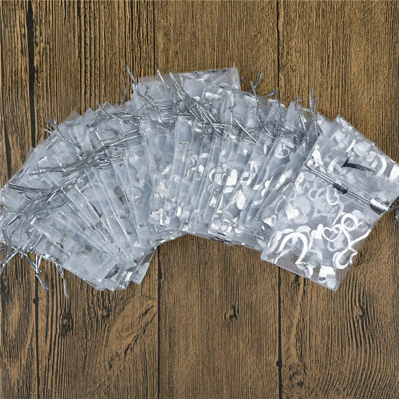 50Pcs/lot Organza Drawstring Bag Wedding Favor Gift Bag Candy Bags