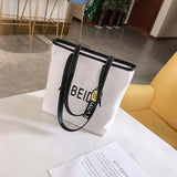 Canvas Purse Big Handbags Zipper Bag With Pendent