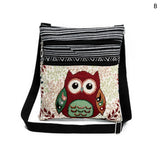 Owl Print Shoulder Bags Mini Flap Messenger Double Zipper Small Crossbody