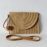 Straw-weaving Envelope Bag Ivory Khaki Beach Handbag