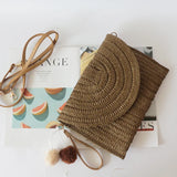 Straw-weaving Envelope Bag Ivory Khaki Beach Handbag