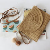 Straw-weaving Envelope Bag Ivory Khaki Beach Handbag