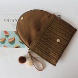 Straw-weaving Envelope Bag Ivory Khaki Beach Handbag