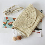 Straw-weaving Envelope Bag Ivory Khaki Beach Handbag