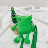 Funny Cartoon Plush Frog Shoulder Messenger Bag