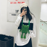 Funny Cartoon Plush Frog Bag Women Shoulder Messenger Bag