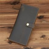 Men's Long Leather Wallet Crazy Horse Leather Retro Business Multi-card