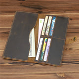 Men's Long Leather Wallet Crazy Horse Leather Retro Business Multi-card