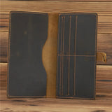 Men's Long Leather Wallet Crazy Horse Leather Retro Business Multi-card