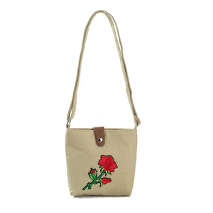 Canvas Crossbody Bag Women Shoulder Bag Embroidery