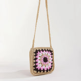 Hand-Woven Crochet Straw Shoulder Bag for Women