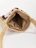 Hand-Woven Crochet Straw Shoulder Bag for Women