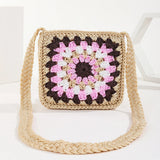 Hand-Woven Crochet Straw Shoulder Bag for Women