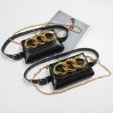Wide Chain Decorated Waist Packs Women Adjustable PU Leather Waist Belt
