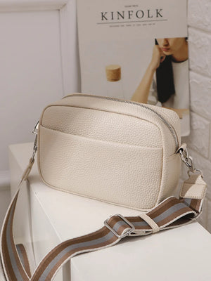Wide Fabric Strap Crossbody Bag for Girls Solid Classic Purses and Handbags