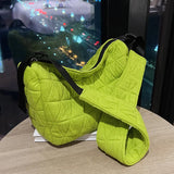 Women's Diamond Lattice Tote Bag with Wide Shoulder Strap