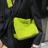 Women's Diamond Lattice Tote Bag with Wide Shoulder Strap