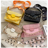 Wide Strap Chain Crossbody Bag Women Handbag Flap Shoulder Bag