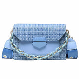 Wide Strap Chain Crossbody Bag Women Handbag Flap Shoulder Bag