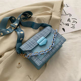 Wide Strap Chain Crossbody Bag Women Handbag Flap Shoulder Bag
