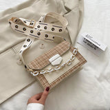 Wide Strap Chain Crossbody Bag Women Handbag Flap Shoulder Bag