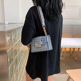 Chain Messenger Crossbody Bags Wide Strap Shoulder Bags for Women