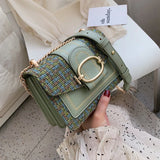 Chain Messenger Crossbody Bags Wide Strap Shoulder Bags for Women