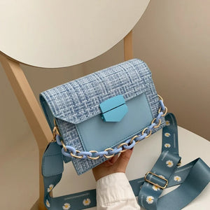 Wide Strap Shoulder Bags for Women Lady Handbags Chain Messenger Crossbody Bags