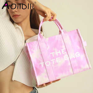 Wide Strap Shoulder Crossbody Bags Large Tote Bag Canvas Women Handbags