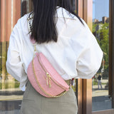 Wide Straps Waist Bag Lady Chain Fanny Pack Summer Female Belt Bags Leather