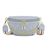 Wide Straps Waist Bag Lady Chain Fanny Pack Summer Female Belt Bags Leather