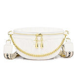 Wide Straps Waist Bag Lady Chain Fanny Pack Summer Female Belt Bags Leather