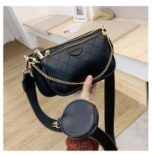 Wild Messenger Shoulder Bags Female Letter Flap Plaid Chains Zipper