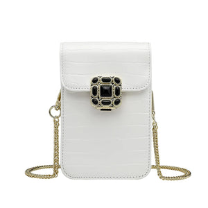 Crocodile Pattern Vertical Shoulder Chain Bag for Women