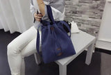Retro Cloth Bag Canvas Drawstring Handbag Beige Shoulder Bag