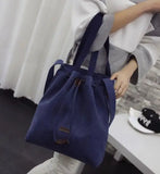 Retro Cloth Bag Canvas Drawstring Handbag Beige Shoulder Bag
