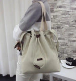 Retro Cloth Bag Canvas Drawstring Handbag Beige Shoulder Bag