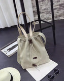 Retro Cloth Bag Canvas Drawstring Handbag Beige Shoulder Bag