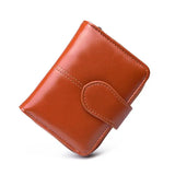 Women Oil Wax Leather Wallet Short Wallet Small Card Package Retro Wallet
