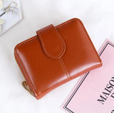 Women Oil Wax Leather Wallet Short Wallet Small Card Package Retro Wallet
