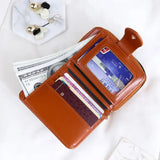 Women Oil Wax Leather Wallet Short Wallet Small Card Package Retro Wallet