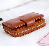 Women Oil Wax Leather Wallet Short Wallet Small Card Package Retro Wallet