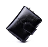 Women Oil Wax Leather Wallet Short Wallet Small Card Package Retro Wallet