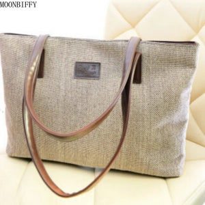 Fresh Wind Canvas Shoulder Bag Large Handbags for Female Students
