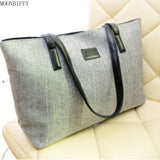 Fresh Wind Canvas Shoulder Bag Large Handbags for Female Students