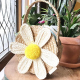 Daisy Flower Straw Woven Bag Handbag Shoulder Satchel
