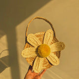 Daisy Flower Straw Woven Bag Handbag Shoulder Satchel