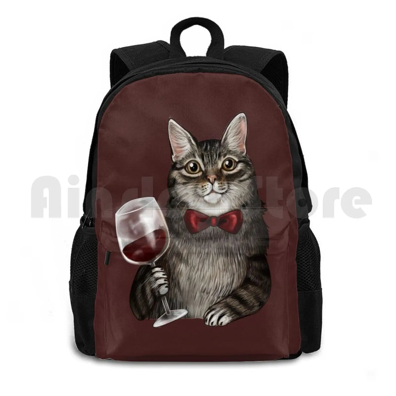 Grey Tabby Cat Backpack for Outdoor Hiking