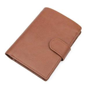Men's Wine Purse Short Wallet 3 Folds Full Grain Leather